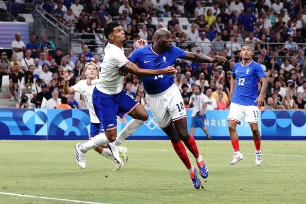 Jean-Philippe Mateta (France), Football , France vs USA during the Olympic Games, Olympische Spiele, Olympia, OS Paris 2024 JO 2024 : FOOTBALL - France vs Etats Unis - Jeux Olympiques 2024 - Paris2024 - Marseille - 24 07 2024 DPPI Panoramic 