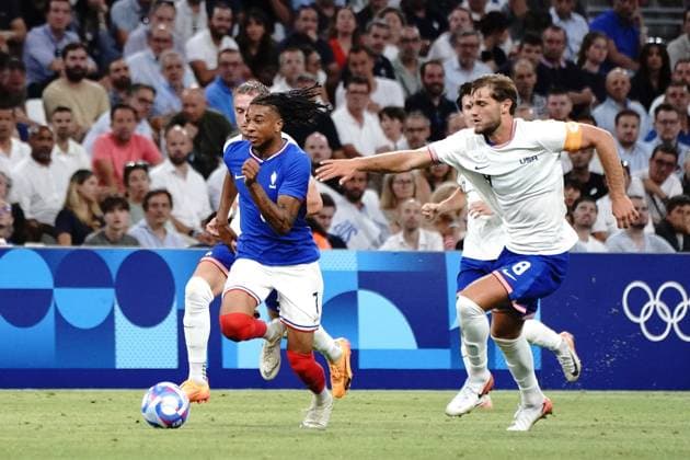 Michael Olise (France), Football , France vs USA during the Olympic Games, Olympische Spiele, Olympia, OS Paris 2024 JO 2024 : FOOTBALL - France vs Etats Unis - Jeux Olympiques 2024 - Paris2024 - Marseille - 24 07 2024 DPPI Panoramic 