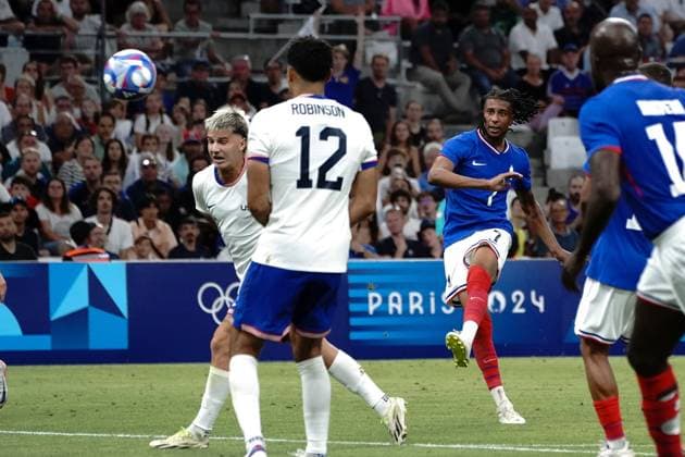 But Michael Olise (France), Football , France vs USA during the Olympic Games, Olympische Spiele, Olympia, OS Paris 2024 JO 2024 : FOOTBALL - France vs Etats Unis - Jeux Olympiques 2024 - Paris2024 - Marseille - 24 07 2024 DPPI Panoramic 
