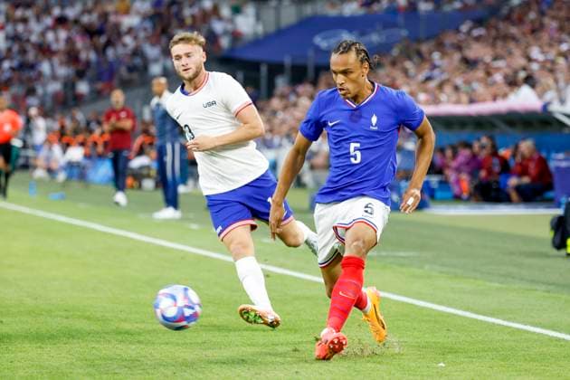 Football JO match France - Etats-Unis USA PHOTOPQR LA PROVENCE SPEICH Frederic ; Marseille ; 24 07 2024 ; Jeux Olympiques Paris 2024 Tournoi de football olympique Match France - Etats-Unis au Stade Velodrome de Marseille Kiliann SILDILLIA - The Paris 2024 Summer Olympic Games, Olympische Spiele, Olympia, OS (Jul 26-Aug 11, 2024).