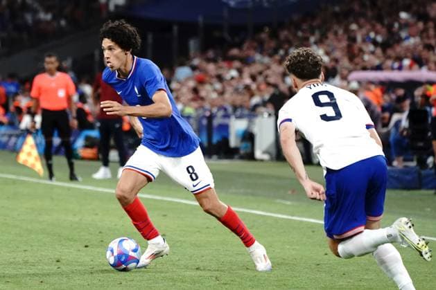Maghnes Akliouche (France), Football , France vs USA during the Olympic Games, Olympische Spiele, Olympia, OS Paris 2024 JO 2024 : FOOTBALL - France vs Etats Unis - Jeux Olympiques 2024 - Paris2024 - Marseille - 24 07 2024 DPPI Panoramic 