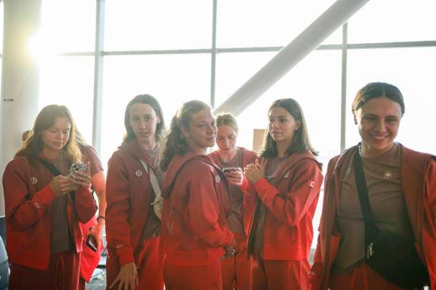 July 24, 2024, Toronto, On, Canada: Members of the 2024 Canadian Olympic Team gather at a gate at Pearson Airport prior to boarding a flight to Paris for the 2024 Paris Olympics, in Toronto on Wednesday, July 24, 2024. Canada News - July 24, 2024  - ZUMAc35_ 20240724_zaf_c35_127 Copyright: xChristopherxKatsarovx