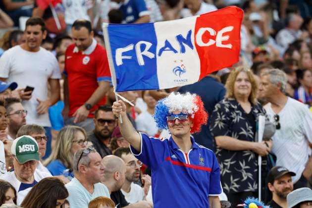 Football JO match France - Etats-Unis USA PHOTOPQR LA PROVENCE SPEICH Frederic ; Marseille ; 24 07 2024 ; Jeux Olympiques Paris 2024 Tournoi de football olympique Match France - Etats-Unis au Stade Velodrome de Marseille - The Paris 2024 Summer Olympic Games, Olympische Spiele, Olympia, OS (Jul 26-Aug 11, 2024).