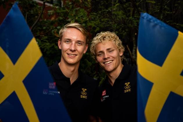240725 Jonatan Hellvig and David Ahman of the Swedish men™s national Beach volleyball, Beachvolleyball team poses for a portrait at a press meet ahead of the Paris 2024 Olympic Games, Olympische Spiele, Olympia, OS on July 25, 2024 in Paris. Photo: Petter Arvidson BILDBYRAN kod PA PA0844 bbeng olympic games olympics os ol olympiska spel olympiske leker paris 2024 paris-os paris-ol press pressträff event meeting sweden porträtt Beach Volleyball Copyright: PETTERxARVIDSON BB240725PA018