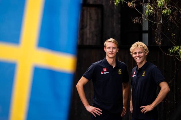 240725 Jonatan Hellvig and David Ahman of the Swedish men™s national Beach volleyball, Beachvolleyball team poses for a portrait at a press meet ahead of the Paris 2024 Olympic Games, Olympische Spiele, Olympia, OS on July 25, 2024 in Paris. Photo: Petter Arvidson BILDBYRAN kod PA PA0844 bbeng olympic games olympics os ol olympiska spel olympiske leker paris 2024 paris-os paris-ol press pressträff event meeting sweden porträtt Beach Volleyball Copyright: PETTERxARVIDSON BB240725PA019