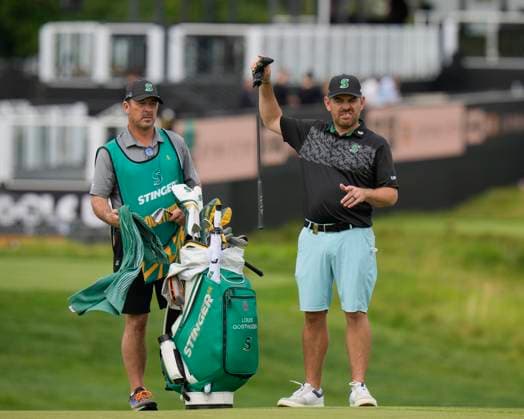 25th July 2024; JCB Golf &amp; Country Club, Rocester, Uttoxeter, England; LIV UK Golf League, Pro-Am Day; Louis Oosthuizen of the Stinger GC selects his putter on the fourteenth green during the Thursday Pro-Am  ActionPlus12671563 StevenxFlynn