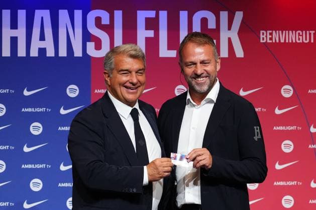 ESP: Hansi Flick Presentation Hansi Flick Presentation as FC Barcelona, Barca new coach at Auditori 1899 on July 25, 2024 in Barcelona Spain. kpng Copyright: xBaguxBlancox xPRESSINPHOTOx PS_240725_HAN_058