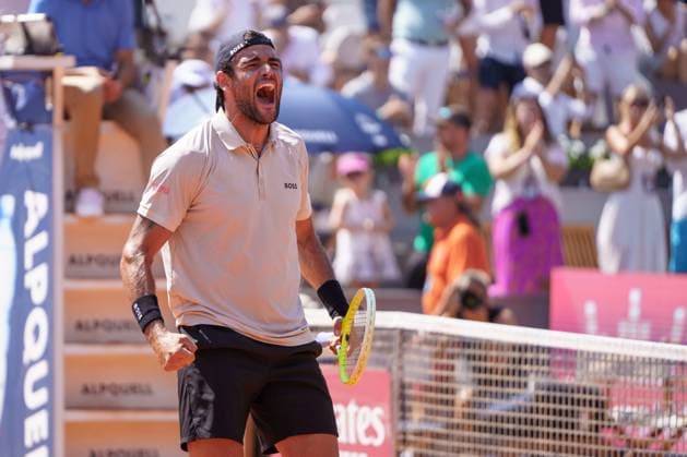 Generali Open ATP, Tennis Herren 250 2024; Kitzbühel, 25.07.2024 Matteo Berrettini (ITA, Italien) jubelt nach seinem Sieg im Viertelfinale der Generali Open; Generali Open 2024, ATP 250, Sportpark Kitzbühel am 25.07.2024, Kitzbühel. Copyright: xBEAUTIFULxSPORTSx Pajonkx