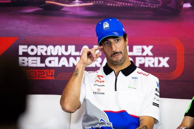 RICCIARDO Daniel (aus), Visa Cash App RB F1 Team VCARB 01, portrait press conference, PK, Pressekonferenz during the Formula 1 Rolex Belgian Grand Prix 2024, 14th round of the 2024 Formula One World Championship, WM, Weltmeisterschaft from July 26 to 28, 2024 on the Circuit de Spa-Francorchamps, in Stavelot, Belgium - F1 - BELGIAN GRAND PRIX 2024 DPPI Panoramic 240725_R14_BELGIO_DP__F_18345.CR2 -Aprimorado-NR