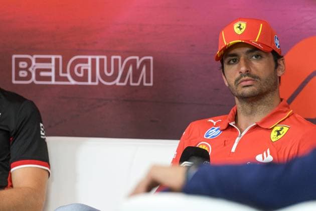 Scuderia Ferrari Spanish rider Carlos Sainz Jr. is pictured during a press conference, PK, Pressekonferenz ahead of the Grand Prix F1 of Belgium race, in Spa-Francorchamps, Thursday 25 July 2024. The Spa-Francorchamps Formula One Grand Prix takes place this weekend, from July 25th to July 28th. JONASxROOSENS  x97020662x