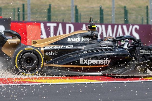 A stunt driver crashes a camera car during filming activities during the preparations for the Grand Prix F1 of Belgium race, in Spa-Francorchamps, Thursday 25 July 2024. The Spa-Francorchamps Formula One Grand Prix takes place this weekend, from July 25th to July 28th. JONASxROOSENS  x97028448x