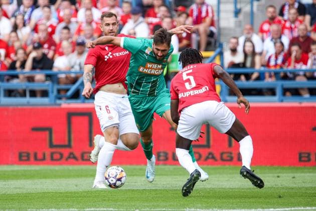 KRAKOW 25.07.2024 ELIMINACJE DO LIGI EUROPY SEZON 2024 2025 PLAY- OFF QUALIFICATIONS UEFA EUROPE LEAGUE MATCH: Wisla Krakow - SK Rapid Wieden NZ ALAN URYGA DION BELJO JOSEPH COLLEY FOT. JACEK STANISLAWEK 400mm.pl NEWSPIX.PL --- Newspix.pl  STA25072024_6142