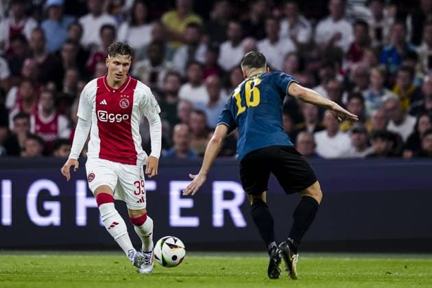 AMSTERDAM , 25-07-2024,JohanCruijff ArenA , Season 2024-2025. UEFA Europa League Second qualifying round Football between Ajax and Vojvodina, Ajax player Mika Godts Ajax - Vojvodina  x25835662x Copyright: