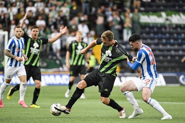 Cercle s Thibo Somers and Kilmarnock s Liam Donnelly fight for the ball during a soccer game between Scottish Kilmarnock F.C. and Belgian Cercle Brugge in Kilmarnock, Scotland on Thursday 25 July 2024, the first leg of the second qualifying round for the UEFA Europa League competition. TOM GOYVAERTS TomxGoyvaerts  x97043813x