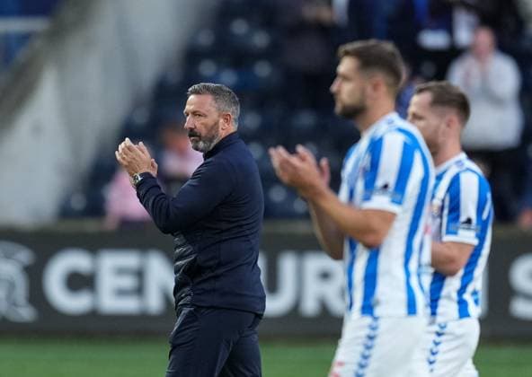 Kilmarnock manager Derek McInnes applauds the fans after the final whistle. Full-time score Kilmarnock 1 Cercle Brugge 1. Kilmarnock v Cercle Brugge, UEFA Europa League, 2nd Qualifying Round, Football, The BBSP Stadium Rugby Park, Kilmarnock, UK, 25 Jul 2024 EDITORIAL USE ONLY No use with unauthorised audio, video, data, fixture lists, club league logos or live services. Online in-match use limited to 120 images, no video emulation. No use in betting, games or single club league player publications.  Copyright: xStuartxWallace Shutterstockx 14602352dj