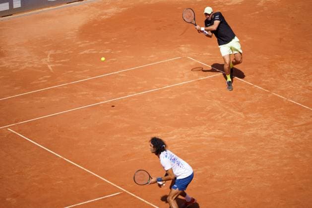 Generali Open ATP, Tennis Herren 250 2024; Kitzbühel, 26.07.2024 Skander Mansouri (TUN, Tunesien, vorne) und Santiago Gonzales (MEX, Mexico); Generali Open 2024, ATP 250, Sportpark Kitzbühel am 26.07.2024, Kitzbühel. Copyright: xBEAUTIFULxSPORTSx Pajonkx