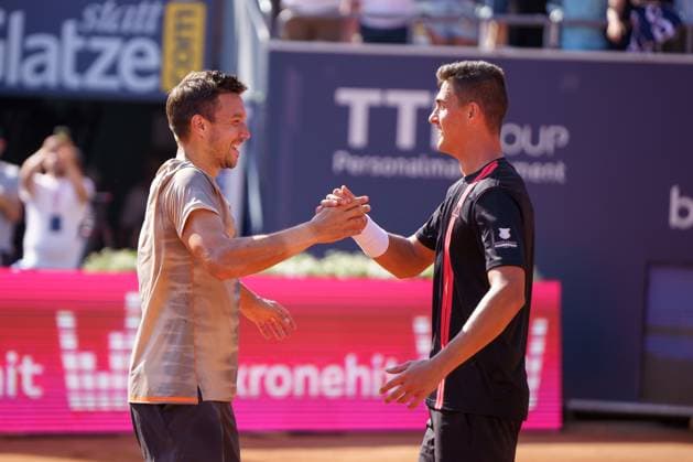 Generali Open ATP, Tennis Herren 250 2024; Kitzbühel, 26.07.2024 Alexander Erler (AUT, Österreich, rechts) und Andreas Mies (GER, Deutschland, links); Generali Open 2024, ATP 250, Sportpark Kitzbühel am 26.07.2024, Kitzbühel. Copyright: xBEAUTIFULxSPORTSx Pajonkx