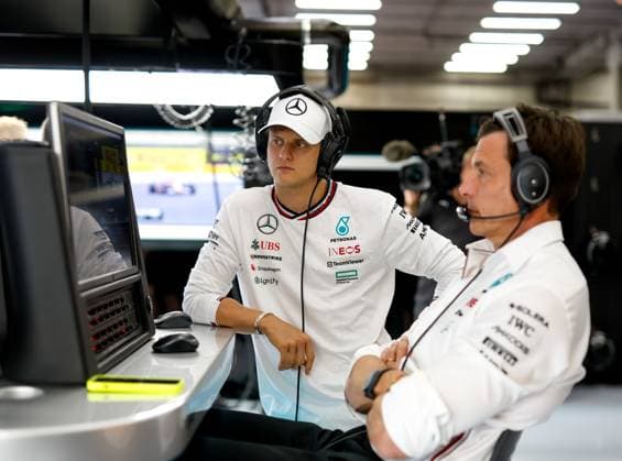 Mick Schumacher (DEU, Mercedes-AMG Petronas F1 Team), Toto Wolff (AUT, Mercedes-AMG Petronas F1 Team), F1 Grand Prix of Belgium at Circuit de Spa-Francorchamps on July 26, 2024 in Spa-Francorchamps, Belgium. (Photo by HOCH ZWEI) Spa-Francorchamps Belgium