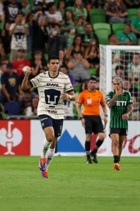 AUSTIN, TX - JULY 26: Pumas UNAM forward Guillermo Martinez (9) pumps his fist after scoring a goal during the Leagues Cup Group stage match between Austin FC and Pumas UNAM on July 26, 2024, at Q2 Stadium in Austin, TX. (Photo by David Buono Icon Sportswire) SOCCER: JUL 26 Leagues Cup - Austin FC vs Pumas EDITORIAL USE ONLY Icon240726038