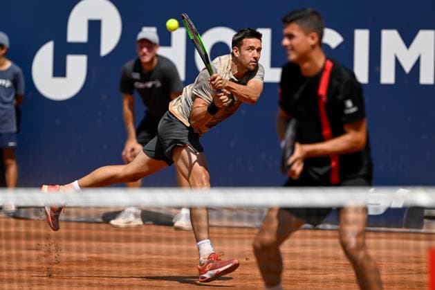 TENNIS - ATP, Tennis Herren Generali Open 2024 KITZBUEHEL,AUSTRIA,27.JUL.24 - TENNIS - ATP World Tour, Generali Open. Image shows Andreas Mies (GER) and Alexander Erler (AUT).  GEPAxpictures xDanielxSchoenherr