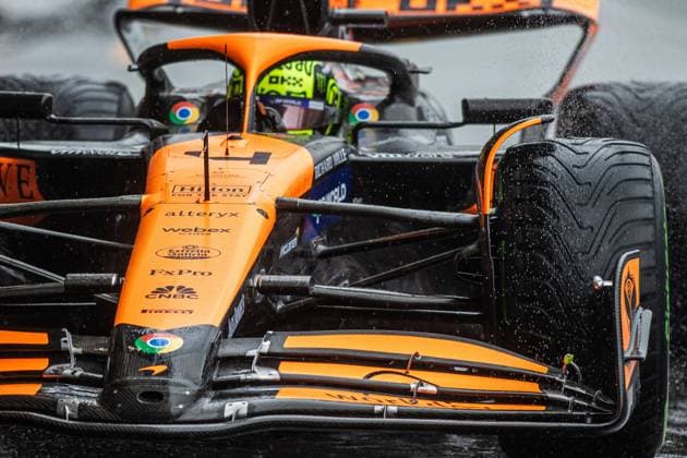 McLaren UK rider Lando Norris is pictured during the free training ahead of the Grand Prix F1 of Belgium race, in Spa-Francorchamps, Saturday 27 July 2024. The Spa-Francorchamps Formula One Grand Prix takes place this weekend, from July 25th to July 28th. JONASxROOSENS  x97152702x