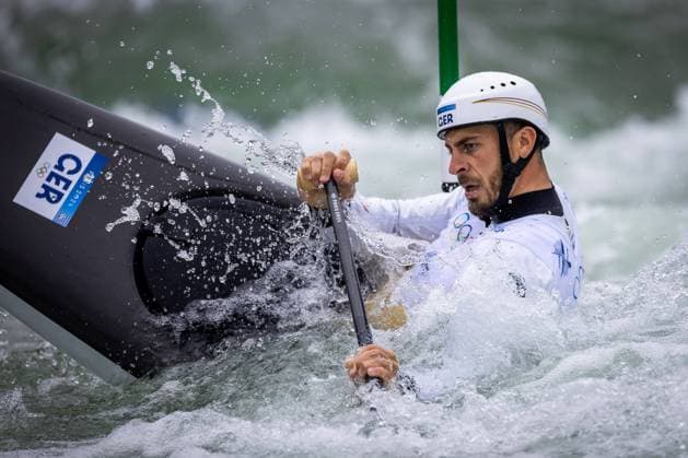 Bilder des Jahres 2024, Sport 07 Juli Sport Themen der Woche KW30 Sport Bilder des Tages Paris 2024 Olympic Games, Olympische Spiele, Olympia, OS Vaires-sur-Marne Nautical Stadium, Paris, France 27 7 2024 Men™s Canoe Slalom Single Heats 1st Run Germany™s Sideris Tasiadis Sideris Tasiadis 27 7 2024  Copyright: x INPHO MorganxTreacyx MT2_1960