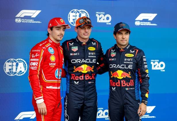 16 Charles Leclerc (MCO, Scuderia Ferrari HP), 1 Max Verstappen (NLD, Oracle Red Bull Racing), 11 Sergio Perez (MEX, Oracle Red Bull Racing), F1 Grand Prix of Belgium at Circuit de Spa-Francorchamps on July 27, 2024 in Spa-Francorchamps, Belgium. (Photo by HOCH ZWEI) Spa-Francorchamps Belgium
