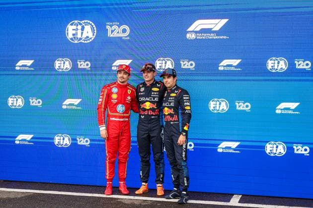 LECLERC Charles (mco), Scuderia Ferrari SF-24, VERSTAPPEN Max (ned), Red Bull Racing RB20, PEREZ Sergio (mex), Red Bull Racing RB20, portrait during the Formula 1 Rolex Belgian Grand Prix 2024, 14th round of the 2024 Formula One World Championship, WM, Weltmeisterschaft from July 26 to 28, 2024 on the Circuit de Spa-Francorchamps, in Stavelot, Belgium - F1 - BELGIAN GRAND PRIX 2024 DPPI Panoramic 240727_R14_BELGIO_DP_FG0O5184