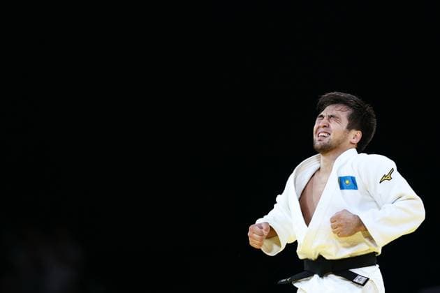 OLYMPICS - Olympic Summer Games 2024 PARIS,FRANCE,27.JUL.24 - OLYMPICS, JUDO - Olympic Summer Games Paris 2024, -60kg, men. Image shows he rejoicing of Yeldos Smetov (KAZ).  GEPAxpictures xArminxRauthner
