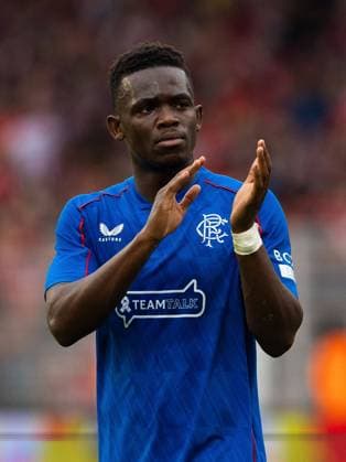 Rangers Forward Rabbi Matondo applauds the fans at the end of the match during pre-season friendly match at Stadion An der Alten Försterei. Union Berlin v Rangers, Pre-season Friendly, Football, Alte Forsterei Stadium, Berlin, Germany - 27 Jul 2024  Copyright: xLukexNickerson RangersxFC Shutterstockx 14606102bw