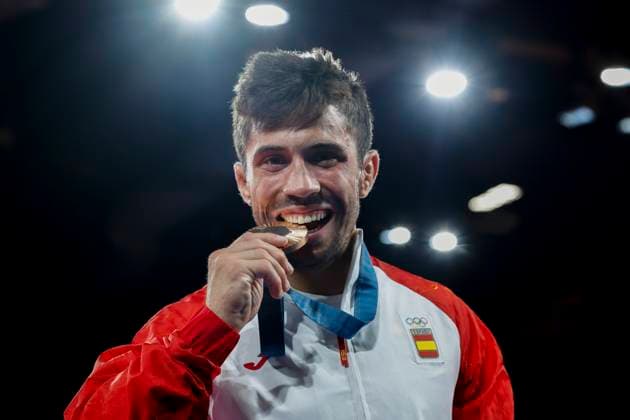 Spanish judoka Francisco Garrigos wins the Bronze medal in the Judo Men s - 60kg at the Paris 2024 Olympic Games, Olympische Spiele, Olympia, OS in Paris, France, 27 July 2024. Judo s Men -60kg event !ACHTUNG: NUR REDAKTIONELLE NUTZUNG!  Copyright: xChemaxMoyax EVE6349 20240727-55014260271_1