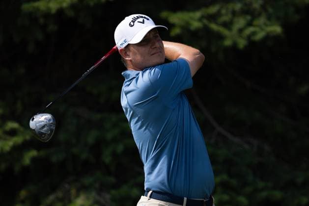 BLAINE, MN - JULY 27: Emiliano Grillo hits a tee shot on the second hole during the third round of the 3M Open at TPC Twin Cities on July 27, 2024 in Blaine, Minnesota. (Photo by Bailey Hillesheim Icon Sportswire) GOLF: JUL 27 PGA, Golf Herren 3M Open Round 3 EDITORIAL USE ONLY Icon2407270063