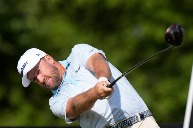 27th July 2024; JCB Golf &amp; Country Club, Rocester, Uttoxeter, England; LIV UK Golf League, Round 2; Graeme McDowell of the Smash GC plays from the 15th tee during round two  ActionPlus12673193 StevenxFlynn