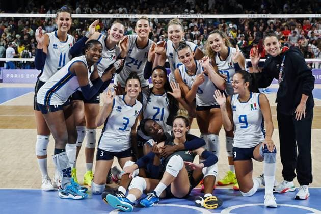 Sport Bilder des Tages Parigi (Francia) 28 07 2024 - Olimpiadi Parigi 2024 volley Italia-Repubblica Dominicana foto Image nella foto: Italia 