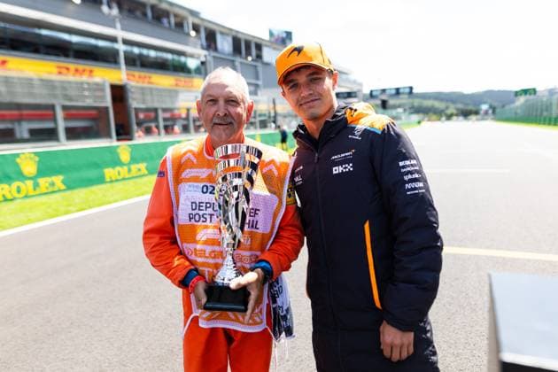 Marshall award NORRIS Lando (gbr), McLaren F1 Team MCL38, portrait during the Formula 1 Rolex Belgian Grand Prix 2024, 14th round of the 2024 Formula One World Championship, WM, Weltmeisterschaft from July 26 to 28, 2024 on the Circuit de Spa-Francorchamps, in Stavelot, Belgium - F1 - BELGIAN GRAND PRIX 2024 DPPI Panoramic  240728_R14_BELGIO_DP_JFR61467.CR3_