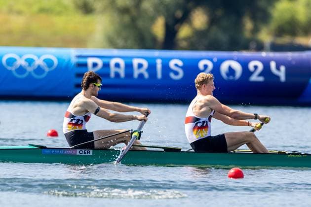 Sport Themen der Woche KW30 Sport Bilder des Tages Rowing - Olympic Games, Olympische Spiele, Olympia, OS Paris 2024: Day 2 Julius Christ, Soenke Kruse are competing in the Men™s Pair Heats during on day second of the Olympic Games Paris 2024 at Vaires-Sur-Marne Nautical Stadiumon in Paris, France. on July 28, 2024. Paris France  Copyright: xAndrzejxIwanczukx originalFilename:iwanczuk-rowingol240728_npqu4.jpg