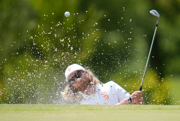28th July 2024; JCB Golf &amp; Country Club, Rocester, Uttoxeter, England; LIV UK Golf League, Final Round; Scott Vincent of the Iron Heads GC warms up on the practice ground before the final round  ActionPlus12673263 StevenxFlynn