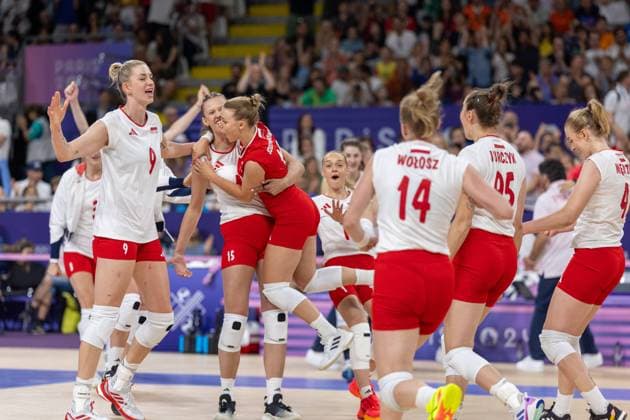 Volleyball - Olympic Games, Olympische Spiele, Olympia, OS Paris 2024: Day-2 Magdalena Stysiak, Martyna Czyrnianska, pAleksandra Szczyglowska are playing during Volleyball Women s Preliminary Round - Group B - match between Poland and Japan on the Olympic Games Paris 2024 at South Paris Arena in Paris, France on July 28, 2024. Paris France  Copyright: xAndrzejxIwanczukx originalFilename:iwanczuk-volleyba240728_npm6m.jpg