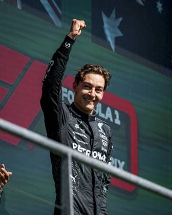 RUSSELL George (gbr), Mercedes AMG F1 Team W15, portrait, podium during the Formula 1 Rolex Belgian Grand Prix 2024, 14th round of the 2024 Formula One World Championship, WM, Weltmeisterschaft from July 26 to 28, 2024 on the Circuit de Spa-Francorchamps, in Stavelot, Belgium - F1 - BELGIAN GRAND PRIX 2024 DPPI Panoramic  240728_R14_BELGIO_DP_AV3_4944