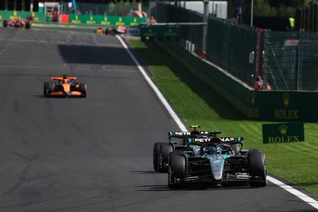 63 George Russell (GBR, Mercedes-AMG Petronas F1 Team), 44 Lewis Hamilton (GBR, Mercedes-AMG Petronas F1 Team), F1 Grand Prix of Belgium at Circuit de Spa-Francorchamps on July 28, 2024 in Spa-Francorchamps, Belgium. (Photo by HOCH ZWEI) Spa-Francorchamps Belgium