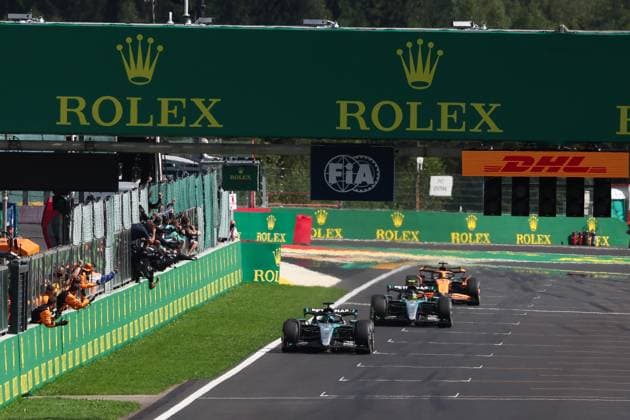 63 George Russell (GBR, Mercedes-AMG Petronas F1 Team), 44 Lewis Hamilton (GBR, Mercedes-AMG Petronas F1 Team), 81 Oscar Piastri (AUS, McLaren Formula 1 Team), F1 Grand Prix of Belgium at Circuit de Spa-Francorchamps on July 28, 2024 in Spa-Francorchamps, Belgium. (Photo by HOCH ZWEI) Spa-Francorchamps Belgium