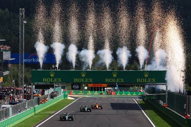 Sport Bilder des Tages 63 George Russell (GBR, Mercedes-AMG Petronas F1 Team), 44 Lewis Hamilton (GBR, Mercedes-AMG Petronas F1 Team), 81 Oscar Piastri (AUS, McLaren Formula 1 Team), F1 Grand Prix of Belgium at Circuit de Spa-Francorchamps on July 28, 2024 in Spa-Francorchamps, Belgium. (Photo by HOCH ZWEI) Spa-Francorchamps Belgium