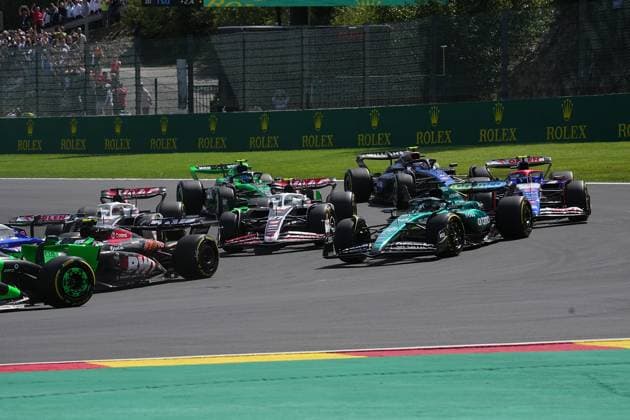 Formula 1 Rolex Belgian Grand Prix 2024 28.07.2024, Circuit de Spa-Francorchamps, Spa-Francorchhamps, Formula 1 Rolex Belgian Grand Prix 2024 , im Bild Lance Stroll (CAN), Aston Martin Aramco Cognizant Formula One Team, Nico Hülkenberg (DEU), Haas F1 Team, Yuki Tsunoda (JPN), Visa Cash App RB Formula One Team