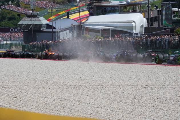 Formula 1 Rolex Belgian Grand Prix 2024 28.07.2024, Circuit de Spa-Francorchamps, Spa-Francorchhamps, Formula 1 Rolex Belgian Grand Prix 2024 , im Bild Charles Leclerc (MCO), Scuderia Ferrari HP, Lando Norris (GBR), McLaren F1 Team, Lewis Hamilton (GBR), Mercedes-AMG Petronas Formula One Team, George Russell (GBR), Nico Hülkenberg (DEU), Haas F1 Team