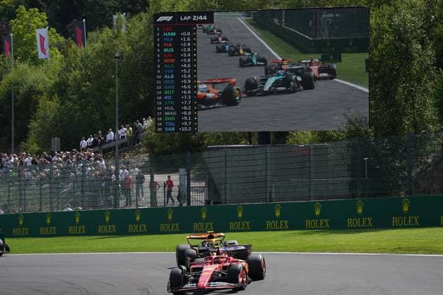 Formula 1 Rolex Belgian Grand Prix 2024 28.07.2024, Circuit de Spa-Francorchamps, Spa-Francorchhamps, Formula 1 Rolex Belgian Grand Prix 2024 , im Bild Carlos Sainz Jr. (ESP), Scuderia Ferrari HP, Lando Norris (GBR), McLaren F1 Team