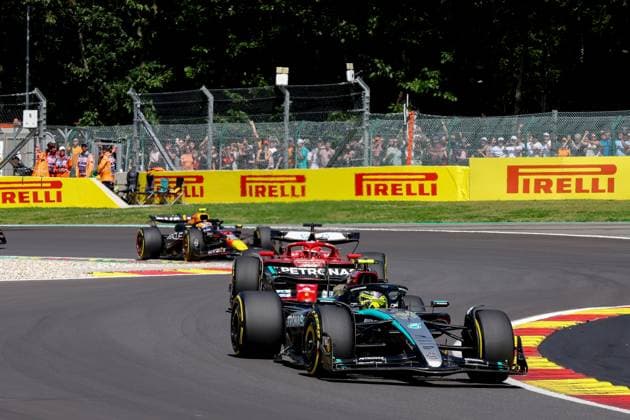 44 Lewis Hamilton (GBR, Mercedes-AMG Petronas F1 Team), 16 Charles Leclerc (MCO, Scuderia Ferrari HP), F1 Grand Prix of Belgium at Circuit de Spa-Francorchamps on July 28, 2024 in Spa-Francorchamps, Belgium. (Photo by HOCH ZWEI) Spa-Francorchamps Belgium