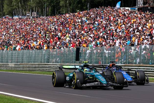14 Fernando Alonso (ESP, Aston Martin Aramco F1 Team), 23 Alexander Albon (THA, Williams Racing), F1 Grand Prix of Belgium at Circuit de Spa-Francorchamps on July 28, 2024 in Spa-Francorchamps, Belgium. (Photo by HOCH ZWEI) Spa-Francorchamps Belgium