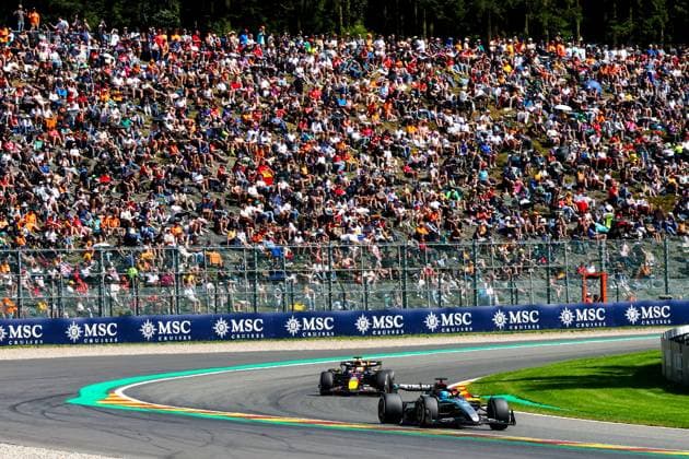 63 George Russell (GBR, Mercedes-AMG Petronas F1 Team), 1 Max Verstappen (NLD, Oracle Red Bull Racing), F1 Grand Prix of Belgium at Circuit de Spa-Francorchamps on July 28, 2024 in Spa-Francorchamps, Belgium. (Photo by HOCH ZWEI) Spa-Francorchamps Belgium