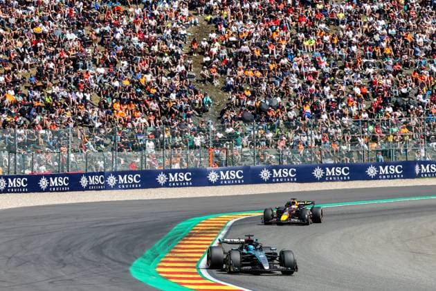 63 George Russell (GBR, Mercedes-AMG Petronas F1 Team), 1 Max Verstappen (NLD, Oracle Red Bull Racing), F1 Grand Prix of Belgium at Circuit de Spa-Francorchamps on July 28, 2024 in Spa-Francorchamps, Belgium. (Photo by HOCH ZWEI) Spa-Francorchamps Belgium
