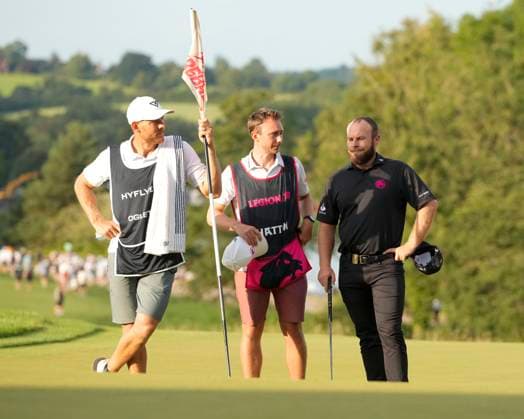 28th July 2024; JCB Golf &amp; Country Club, Rocester, Uttoxeter, England; LIV UK Golf League, Final Round; A disapointed Tyrrell Hatton of the Legion XIII GC after 3 putting the 18th green  ActionPlus12673815 StevenxFlynn